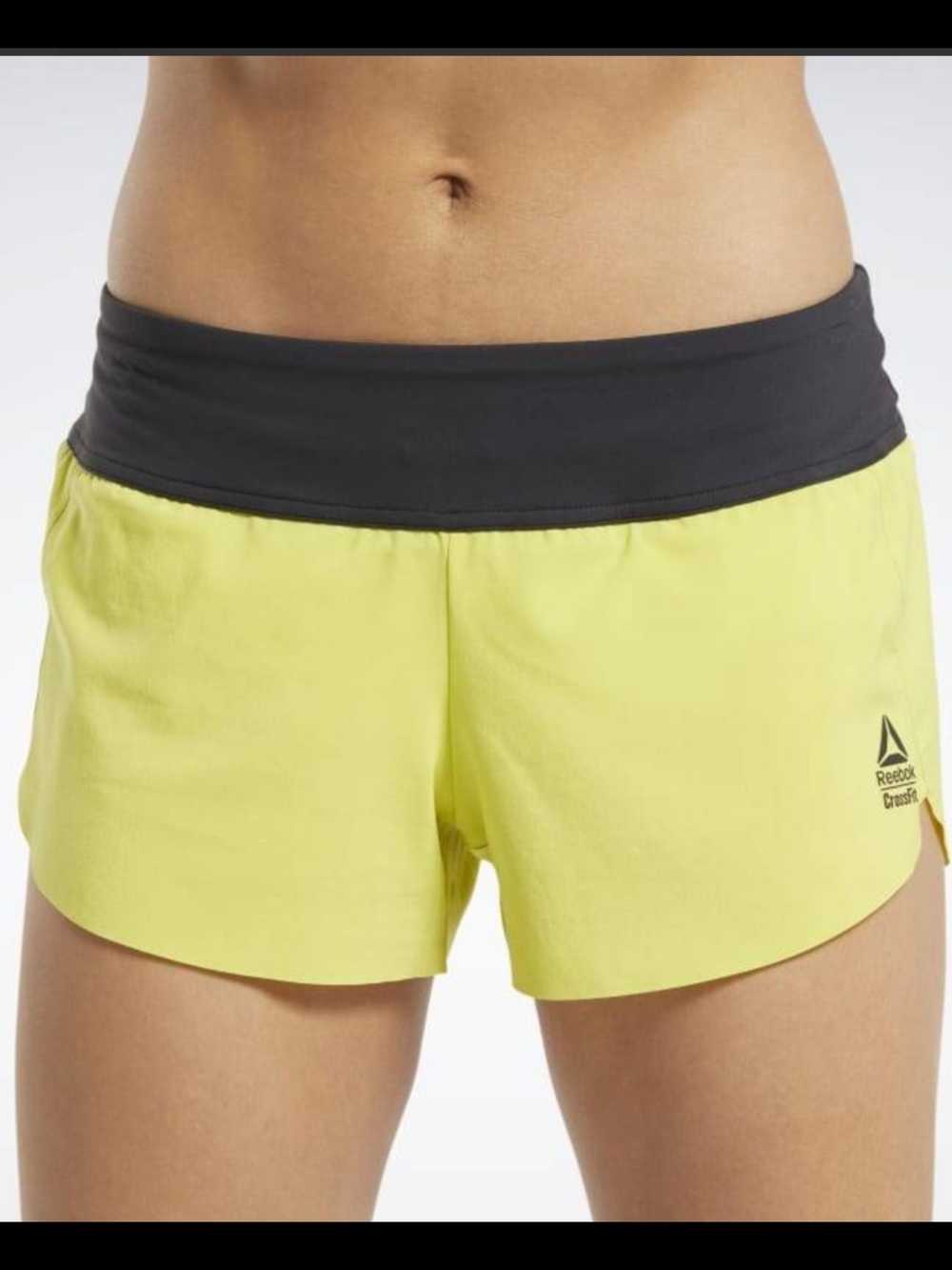 Reebok Women's Yellow Performance Fold-Over Waist Shorts